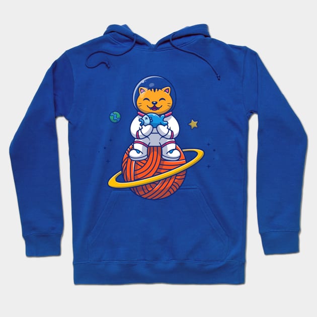 Cat Astronaut Sitting On Planet Hoodie by Catalyst Labs